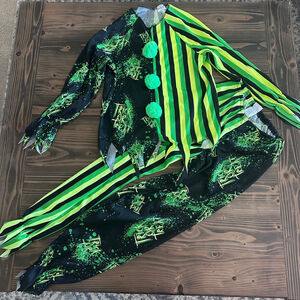 Spirit Halloween Costume Kids M Black Green Clown Trick or Treat